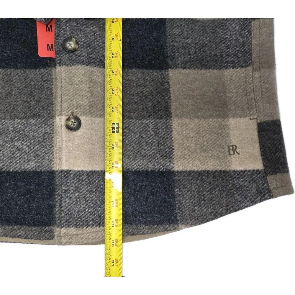 Banana Republic Heavyweight Shacket Tan Brown Plaid Button Shirt Jacket Men's M